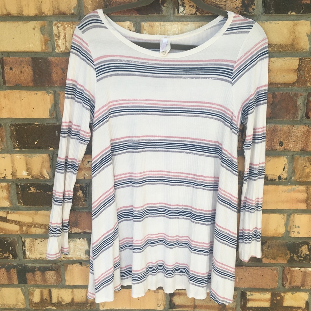Pink and Navy Striped Tunic